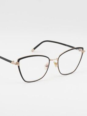 Tom Ford FT5740-B 001 Eyeglasses Black / Gold /Black 54mm Cat Eye Frame
